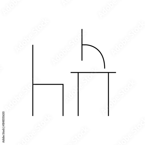 Minimalist Line Art of Two Bar Stools with Backrests