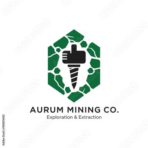 Aurum Mining Co Drill Logo Design.