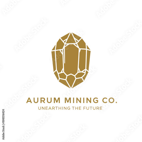 Aurum Mining Co Gold Gemstone Logo Design.