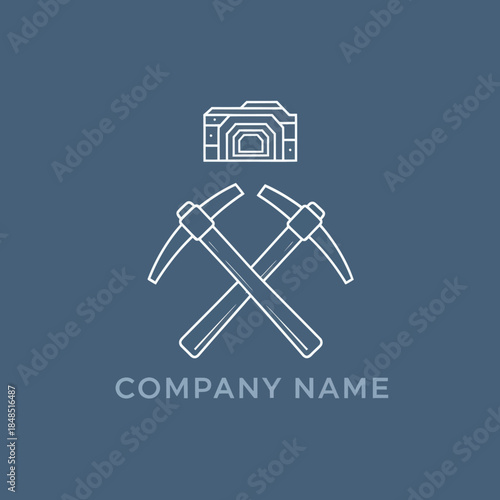 Crossed Pickaxes and Camera Logo Design.
