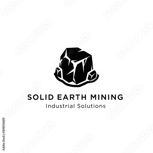Black Coal Rock Illustration Solid Earth Mining.