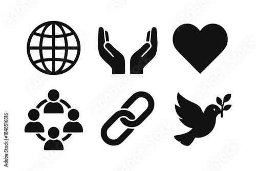 Global solidarity icons for diversity and unity concept