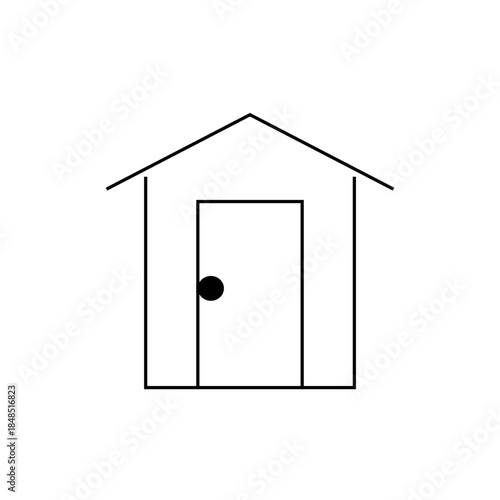 Minimalist Black Dot Door Illustration on White House Front