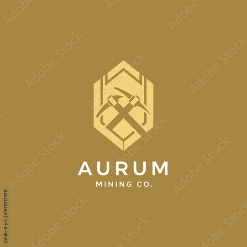 Aurum Mining Company Logo Design Element.