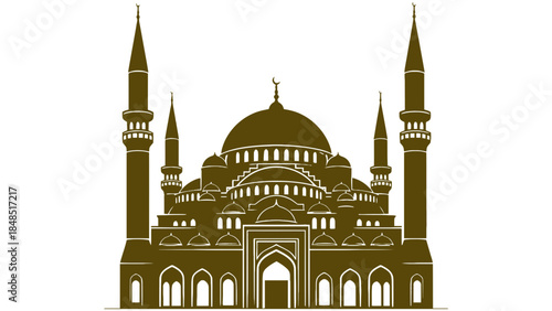 Elegant mosque architecture with minarets and dome