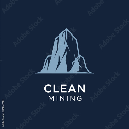 Clean Mining Logo with Mountain Illustration.