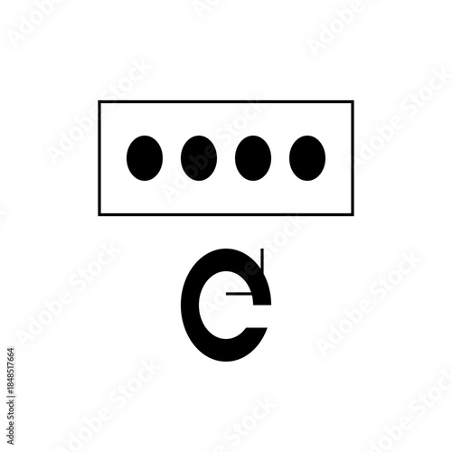 Copyright Symbol with Menu Dots Icon, Black and White Vector Design
