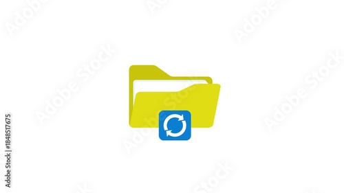 Digital Folder Icon with Refresh Symbol for Data Synchronization and File Management. Depicting an update process or data transfer for computer systems and cloud storage solutions