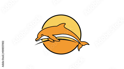 Vibrant dolphin jumping in front of bright sun