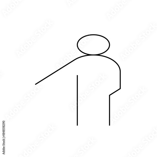 Simple Line Drawing of a Person Pointing to the Left
