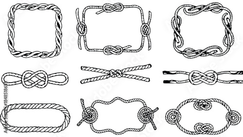 Knots and rope designs for creative projects and nautical themes