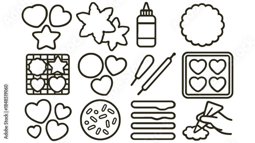 Colorful baking icons for sweet treats and desserts