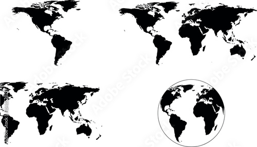 Global maps displaying continents
