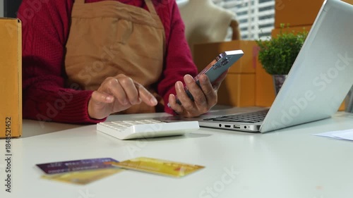 Online shopping concept, women shopping online is a form of electronic commerce from a seller over internet.