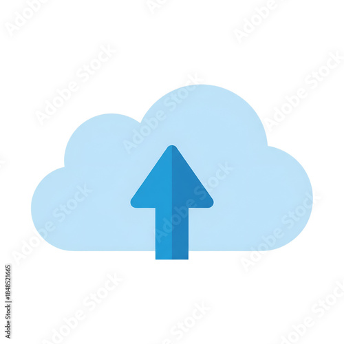 Cloud upload icon with blue arrow representing data storage and computing
