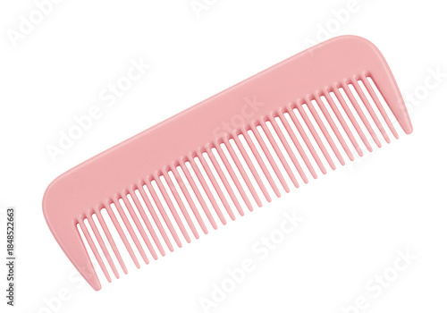 Pink plastic comb isolated PNG on transparent background, hair care tool for styling and grooming, personal hygiene accessory