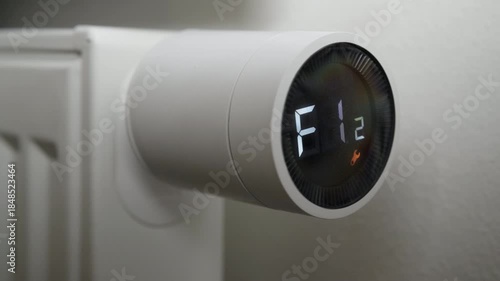 Smart thermostat mode selection heating system management concept.
