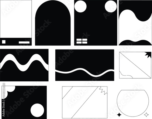 geometric shape collection with abstract modern forms for creative compositions, vector illustration
