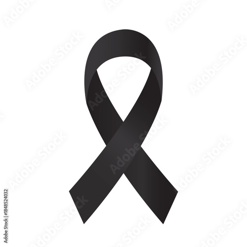 Black Awareness Ribbon Vector – Mourning, Memorial, Grief, Funeral & Cancer Awareness Symbol