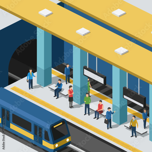 People Waiting at Train Station Platform.