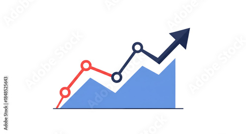 Business growth graph icon showing upward trend and financial success