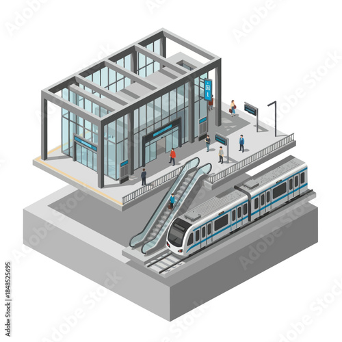 3D Illustration of Modern Train Station Building.
