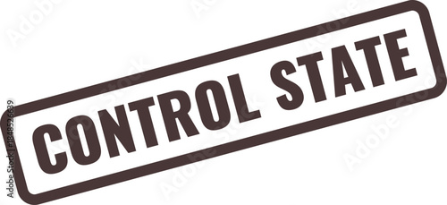 Dark Brown Rectangular Stamp With White Text Control State On White Background Keywords: control