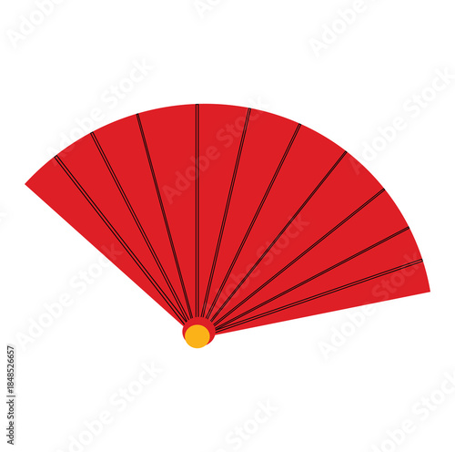 Vector illustration of traditional Chinese and Japanese folding fans in red. Summer accessories.