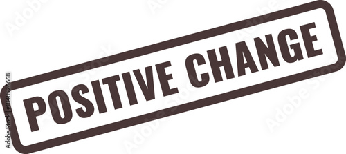 Dark brown rectangular stamp with white border and text POSITIVECHANGE in dark brown