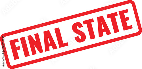 Red rectangular stamp with the words FINALSTATE in bold white sans-serif font