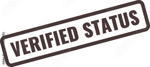 Verified Status Stamp with Dark Brown Border and Text on White Background Keywords: verified