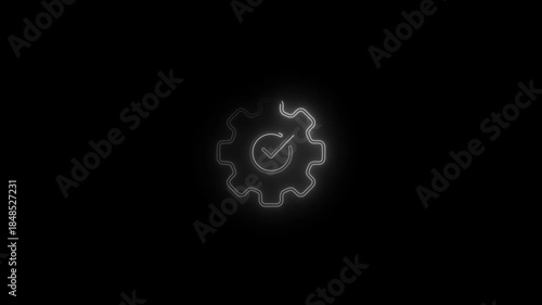 Wallpaper Mural This shows a glowing neon gear icon symbolizing settings, system configuration, processing, and technical control. The modern neon line  style represents technology, software options, system managemen Torontodigital.ca