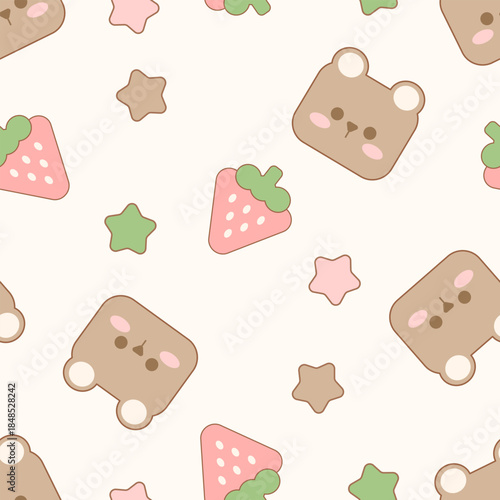 seamless pattern with teddy bears cute cartoon fabric design