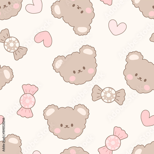 seamless pattern with teddy bears cute cartoon fabric design