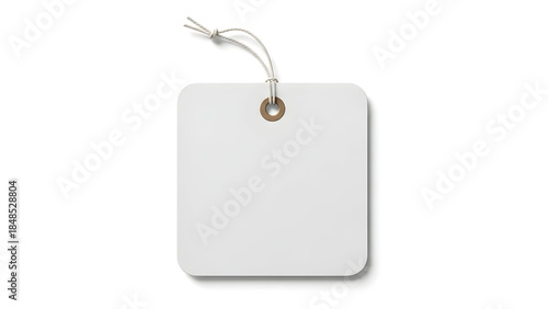 Blank square price tag with string attachment