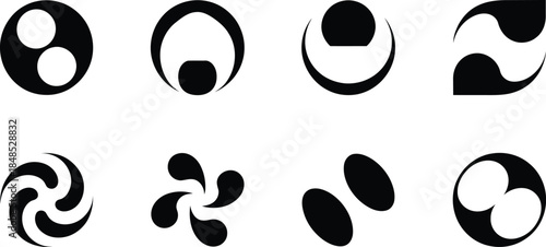 Collection of Abstract Black and White Geometric and Organic Symbols