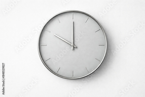 Wallpaper Mural minimalist wall clock photographed against a light neutral background, featuring a clean round shape and subtle shadows for a calm, modern feel. Simple design and muted colors  Torontodigital.ca
