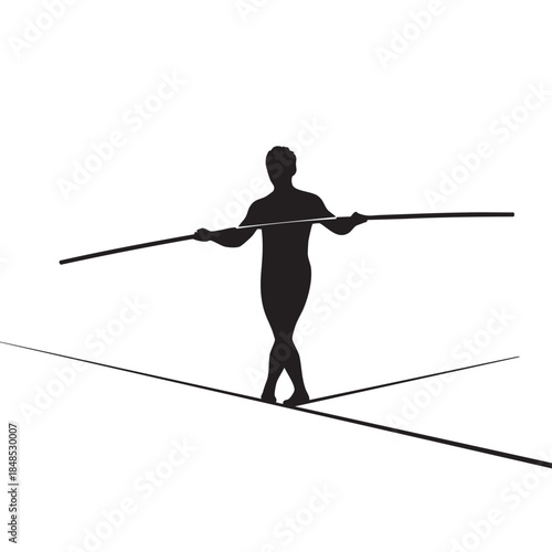 a_man_walking_on_a_tight_line_traced