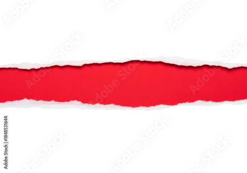 Wallpaper Mural Red Torn Paper Strip with White Edges and Black Background on transparent background Torontodigital.ca