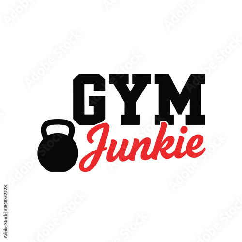 Gym junkie typography t-shirt design isolated on transparent background