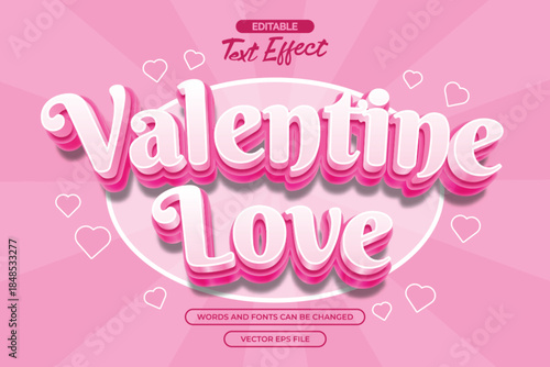 Valentine love editable  text effect with pink cartoon text style and with pink comic background