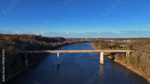 Wallpaper Mural Drone flyover of a bridge on the Cumberland River in Clarksville, TN Torontodigital.ca