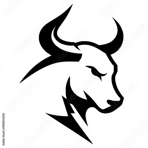 Lightning bull head silhouette vector design