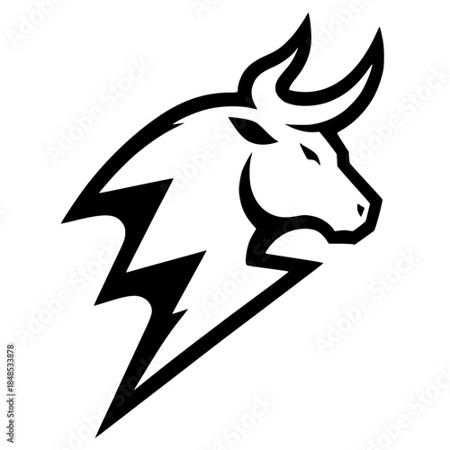 Lightning bull head silhouette vector design