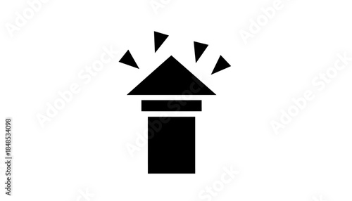 Minimalist vector illustration of a chimney with smoke on white background.