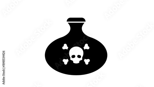A black bottle with a skull and crossbones symbol indicating poison.
