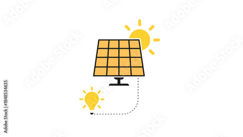 A solar panel generates electricity to power a light bulb.