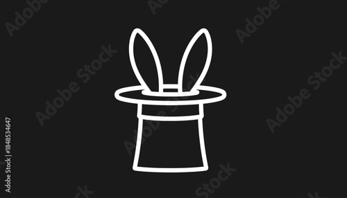 A minimalistic line art illustration of a magic hat with rabbit ears.