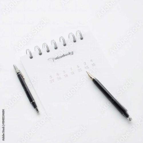 Wallpaper Mural Portable daily planner with two black pens on white background for organization and productivity Torontodigital.ca