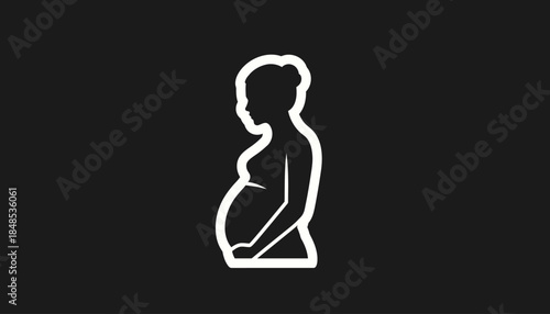 Pregnant Woman Silhouette Icon, Expectant Mother Symbol, Pregnancy Concept Illustration.